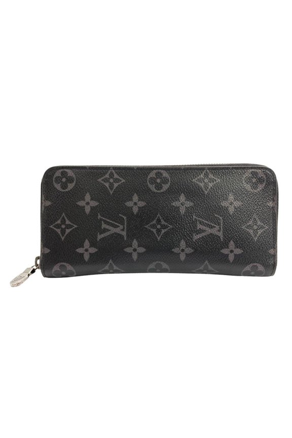 Pre-Owned Louis Vuitton Monogram Eclipse Zippy Wallet Vertical Long M62295 Black Silver...