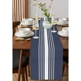 thumbnail image 4 of ERUNPONLY Vintage Striped Table Runner - 72 Inch Long Midnight Blue Modern Simple Lines Cotton and Linen Blended Dress Scarves Farmhouse Table Runner for Kitchen Dining, Coffee Table, 16"x72", 4 of 8
