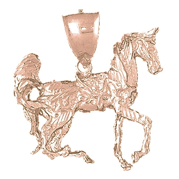 14K Rose Gold 3-D Horse Pendant - 35 mm