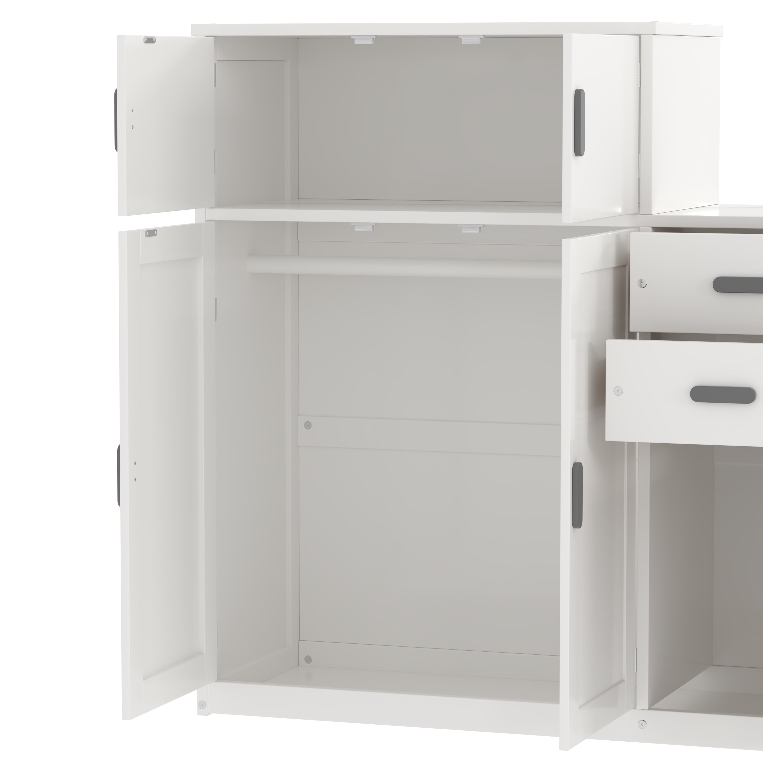 Euroco Wood Twin Size Daybed with Trundle, Storage Bed with Bookcase and Wardrobe, White
