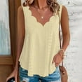 thumbnail image 6 of Yubnlvae Yellow Casual Solid Color Scallop V Neck Women's Vest Comfortable And Breathable V Neck Women's T Shirt, 5Xl, 6 of 7