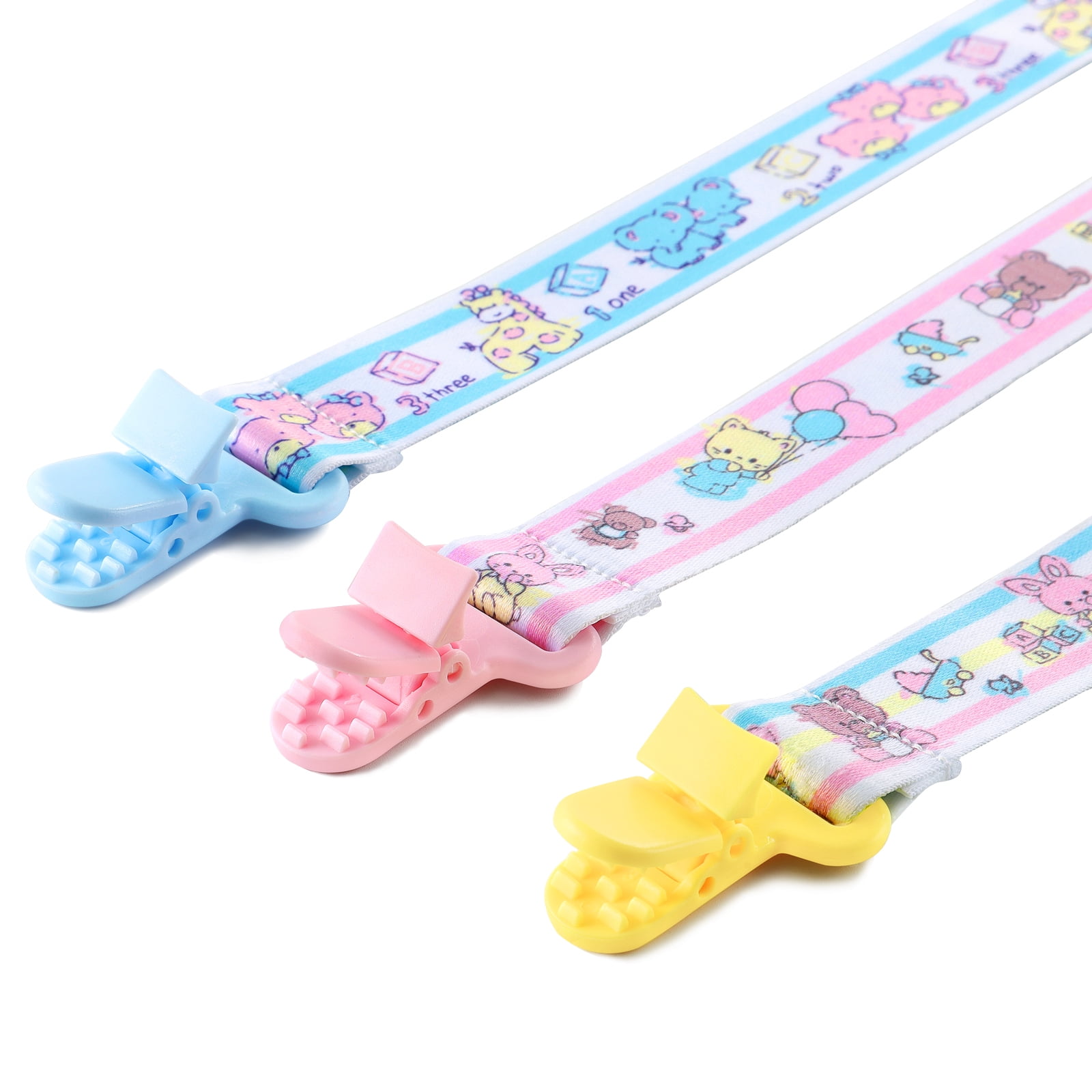 Littleforbig Adult Pacifier Clip Little Cuties 3 Paci Clips Set - Pink, Yellow, Blue