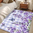 thumbnail image 4 of Purple Flowers Area Rugs 4'x6', Washable Small Throw Rugs for Office Bathroom, Butterfly Spring Floral Checkered Farmhouse Indoor Outdoor Rug Non-Slip Low Pile Carpet Runner Reversible Floor Mats, 4 of 8