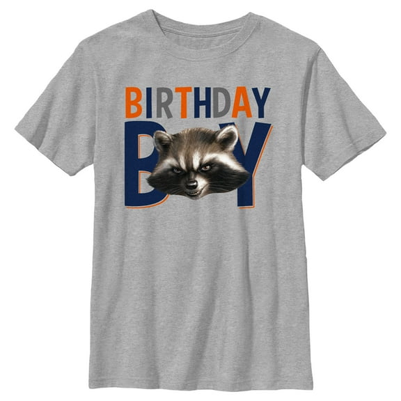 Boy's Guardians of the Galaxy Birthday Boy Rocket Raccoon Graphic Tee Athletic Heather Large