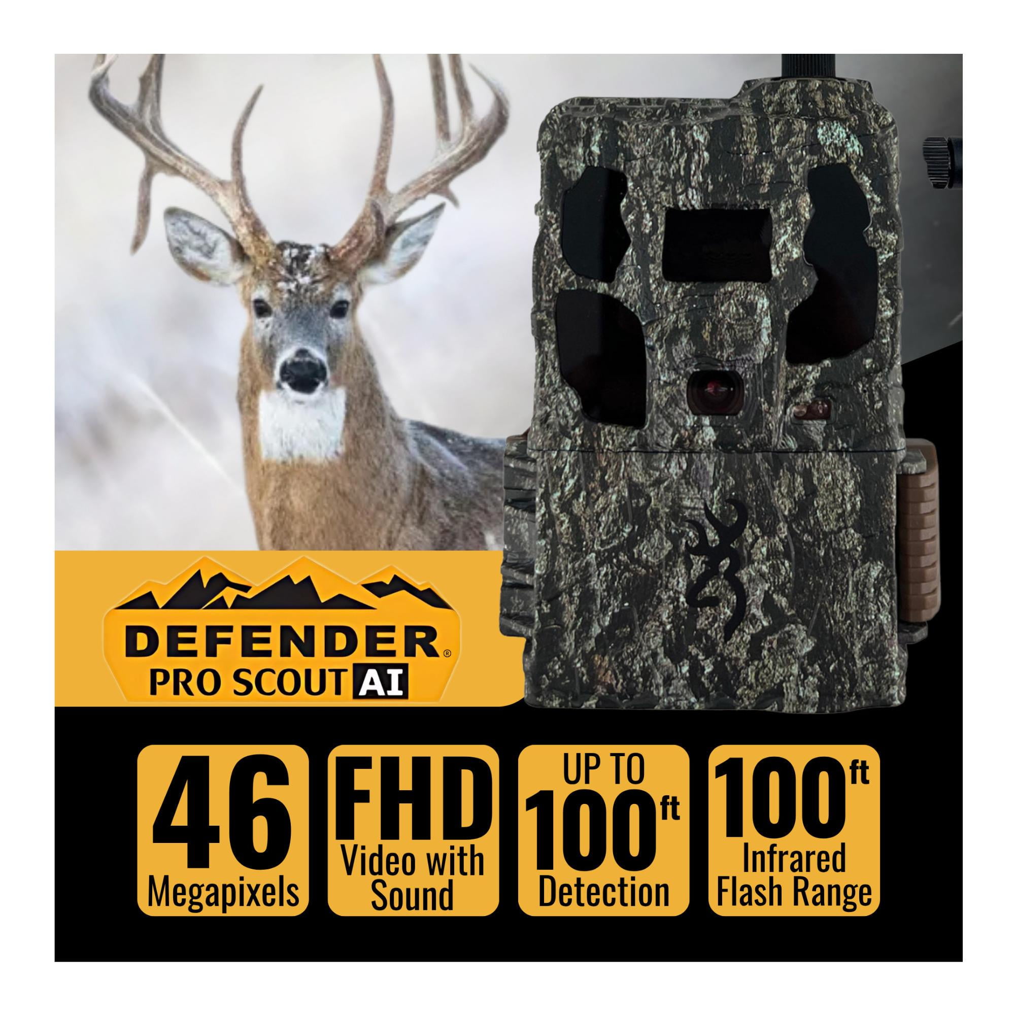 Browning Trail Cameras - Defender Wireless Pro Scout Max HD AI 46MP Trail Camera Bundle with 32GB Memory Card and Card Reader (3 Items)