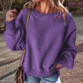 thumbnail image 4 of Round Neck Pullover for Women Loose Lambswool Casual Versatile Long Sleeve Top Fall Winter Sweatshirt XXL, 4 of 8