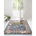thumbnail image 2 of Unique Loom Narenj Collection Area Rug - Birmingham (4' 1" Square, Blue/ Burgundy), 2 of 4