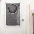 thumbnail image 2 of SZTXJ Hanging Laundry Hamper with Stainless Steel Adjustable Door 2 Suction Cup Hooks, Best Choice for Storing Dirty Clothes and Saving Space, Gray, 2 of 5