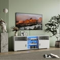 thumbnail image 2 of Modern White Tv Stand With Led Lights, Large Storage And Adjustable Shelves For 32-60 Inch Tvs, 3-level Led Lights Structure &, 2 of 6
