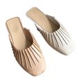 thumbnail image 1 of Diapositivas de tacón plano sin espalda, zapatillas de mujer de tacón plano suave de PVC con punta cerrada para verano al aire libre Beige Albaricoque 37, 1 of 14