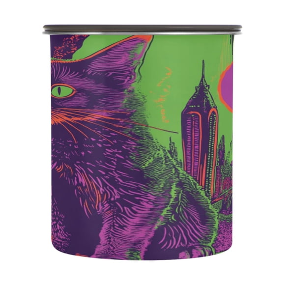 Wobogo Moebius Cat Food Storage Jars 304 Food Grade Stainless Steel Canisters With Vacuum Airtight Lids for Coffee Snacks Nuts Cereal 900ML