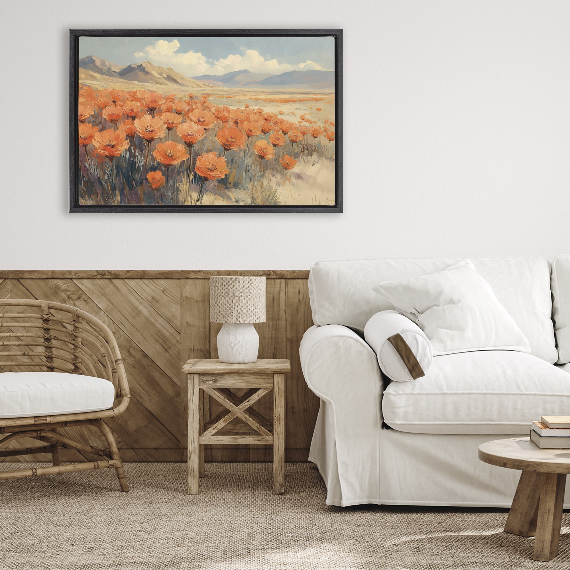 Stupell Industries Desert Poppies in Valley Black Framed Floater Canvas Wall Art, design by Gina Kelly