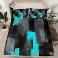 thumbnail image 2 of jejeloiu Vintage Geometric Design Twin Sheet Sets,Black Cyan Graffiti Bedding For Adult 3pcs, 2 of 7