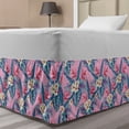 thumbnail image 1 of Hibiscus Bed Skirt, Funky Colors Abstract Tropical Interpretation of Flowers, Elastic Bedskirt Dust Ruffle Wrap Around for Bedding Decor, 4 Sizes, Baby Pink Dark Sky Blue, by Ambesonne, 1 of 2