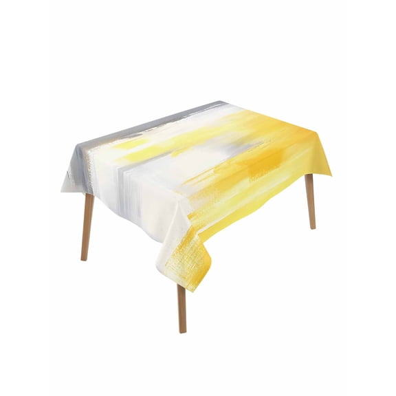 Yellow Grey Table Cloth, Abstract Modern Oil Painted Art Waterproof Tablecloth for Rectangle Tables, Reusable Washable Fabric Table Cover for Restaurant Kitchen Dining Tables 52"x70"