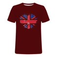 thumbnail image 4 of WREESH Women's Bleached Graphic Tee: Fashionable Independence Day Short Sleeve Top T-Shirts Wine, 4 of 4