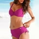 thumbnail image 3 of Women Swimsuit 2 Piece Pure Color Swimwear Tie Side Bath Swim Suit for Beach Pool Red L, 3 of 5