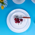 thumbnail image 4 of LaGlint 10.5 inch Dinner Plate Set of 6, Lightweight Round Opal Glass Dinnerware Plates, Dishwasher and Microwave Safe, Hand Painted Navy Blue Rim, 4 of 7