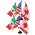 thumbnail image 4 of Juego de 2 banderas de mesa en miniatura de EE. UU., Canadá y México: decoración de escritorio, pancarta de oficina con soporte de plástico negro para reuniones y eventos internacionales., 4 of 5