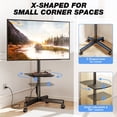 thumbnail image 3 of RTVR Rolling Mobile TV Stand Cart for 32 to 65 inch TVs with Power Outlet Adjustable Shelf, Outdoor Black, 3 of 14