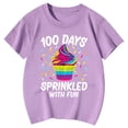 thumbnail image 4 of XAOFW Girl's T-Shirts 100 Days Of School Cartoon Print Short Sleeve Crewneck Tee Shirt Everyday Wear Fashionable T Shirt Daily Lounging Comfortable Trendy Top, 4 of 4
