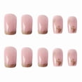 thumbnail image 2 of Parche de uñas postizo HUOGUO, rosa, largo y dulce, con hojuelas doradas, 2 of 4