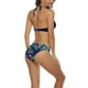 thumbnail image 4 of Txlixc 2 piezas de trajes de baño para mujer, sujetador halter de color de contraste acolchado con amarre para adultos + calzoncillos Txlixc Sexy, 4 of 5