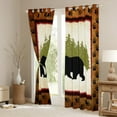 thumbnail image 3 of Black Bear Curtains & Drapes Vintage Brown Wood Board Curtains,Animal Paw Print Pine Trees Blackout Curtains 2 Panels 52"Wx84"L Woodland Retro Big Cat Lodge Cabin Rustic Home Decor, 3 of 6