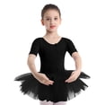 thumbnail image 1 of Jizyo Robe Tutu de Danse Ballet pour Filles Manches Courtes Jupe Justaucorps Combinaison de Gymnastique Performance de Scène Noir 4TG, 1 of 6