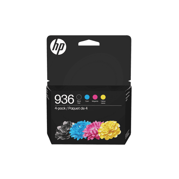 HP 936 Black Cyan Magenta Yellow Original Ink Cartridges 6C3Z5LN 4-Pack for Officejet Pro 9125e (Sold Without Manufacturer Warranty)