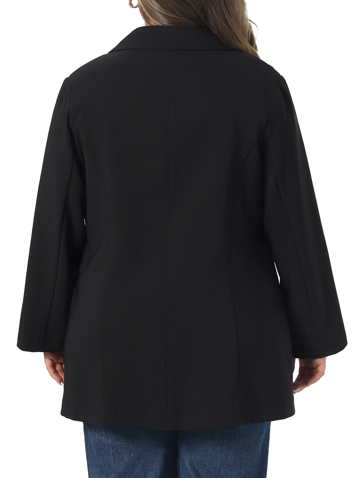 DARING DIVA Women's Plus Blazer Notch Panel Work Business Casual Suit Jacket 3X Black
