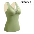thumbnail image 2 of Camisas Térmicas Sin Mangas Para Mujer Chaleco Con Cuello En V Con Sujetador Incorporado Ropa Interior Camiseta Sin Mangas Térmica - Verde, 2 of 5
