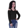 thumbnail image 1 of Moomaya Womens Cold Shoulder Short Top Solid Full Sleeves Summer Tee Tops, 1 of 6