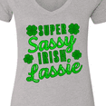 thumbnail image 4 of Inktastic Super Sassy Irish Lassy with Green 4 Leaf Clovers Women's V-Neck T-Shirt, 4 of 5