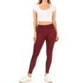 thumbnail image 4 of Women's Full Length Stretch High Waist Zip Pocket Workout Yoga Running Seamless Leggings Burgundy M, 4 of 5