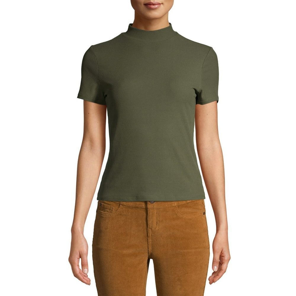Download No Boundaries - No Boundaries Juniors' Short Sleeve Mock Neck T-Shirt - Walmart.com - Walmart.com