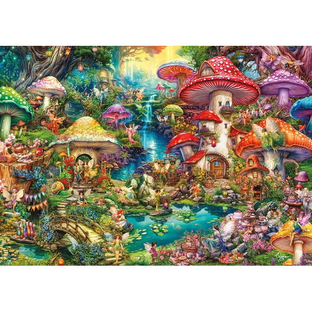 Puzle Merry Mushroom Village de 500 piezas de Buffalo Games Gold