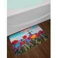 thumbnail image 2 of Amsterdam Bath Mat, Idyllic Spring Morning Photo with Dutch Tulips Canal and Windmill in Netherlands, Plush Bathroom Decor Mat with Non Slip Backing, 29.5" X 17.5", Multicolor, by Ambesonne, 2 of 2