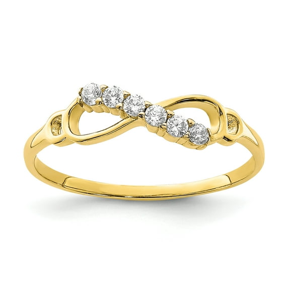 Primal Gold 10 Karat Yellow Gold Polished Cubic Zirconia Infinity Ring
