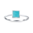 thumbnail image 2 of Solitaire Fashion Petite Dainty Ring Princess Cut Simulated Turquoise 925 Sterling Silver Size 9, 2 of 4