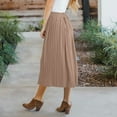 thumbnail image 5 of Generic Women's Flowy Midi Skirt Summer Pleated High Waisted Casual Button Front Skirts, 5 of 7