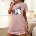thumbnail image 2 of Kilaqueen Cute Ghost Pattern Nightgowns for Women Casual Short Sleeve Halloween Pajamas Women Knee-Length Sleepshirt, A-Shape Ladies Sleepwear, 2 of 6