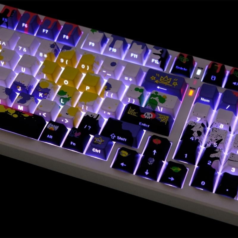 130Key Keycap Cherry Height Graffiti Side Engraved Translucent Keycaps PBT Heat Sublimated For Mechanical Keyboards
