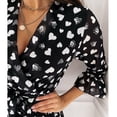 thumbnail image 6 of Xuan Binli Women's Summer Love Shaped Printed Medium Long Sleeved Dress With V-neck Ruffle Edge Short Skirt White S Dress, 6 of 7