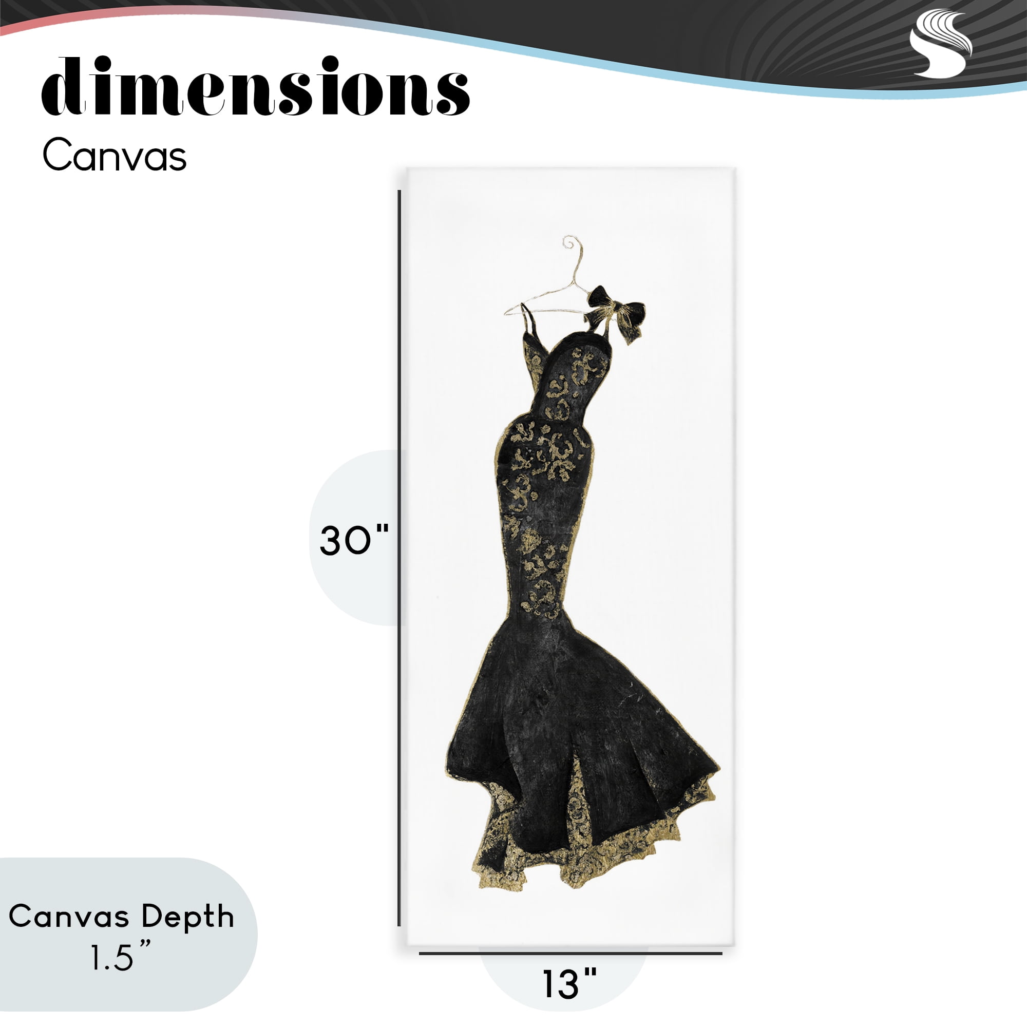 Stupell Industries Brocade Black Evening Gown Canvas Wall Art, design by Janet Tava