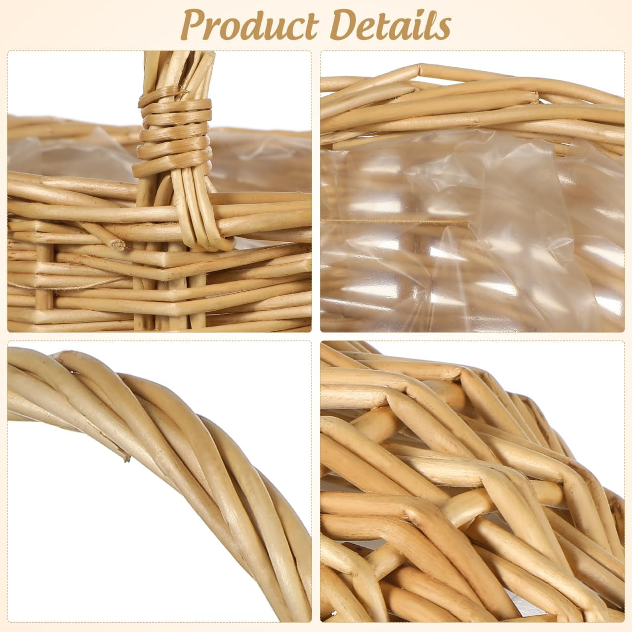 Woven Flower Girl Basket with Handle, Oval Willow Easter Egg Storage Baskets, Small Rattan Serving Candy Organizer for Wedding Party, Country Picnic & Home Decor, 7.86 x 6.68 x 3.94 Inch