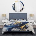 thumbnail image 3 of Designart "Strokes in Dark Blue and Gold V" Fractals Bedding Covert Set - Abstract Blue Modern Bed Set With 2 Shams, 3 of 6