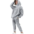 thumbnail image 5 of Frostluinai Sweatsuits Women 2 Piece Outfit Oversized Hoodies Baggy Jogger Sweatpants Solid Lounge Running Fleece Lined Tracksuits with Pocket, 5 of 10