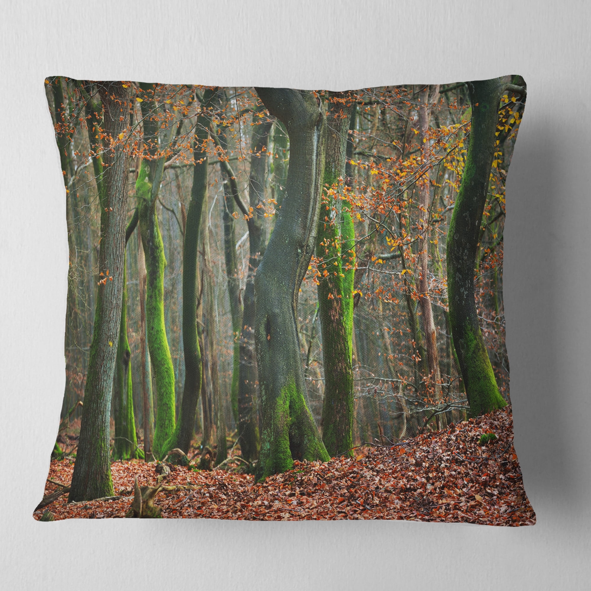 Designart Autumn Forest in the Netherlands - Landscape Photography Throw Pillow - 18x18