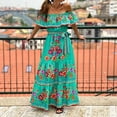 thumbnail image 6 of YMNXA Women's Dress Off Shoulder Floral Print Elegant Comfortable Swing Maxi Dresses For Casual Daily Wear Mint Green M, 6 of 9